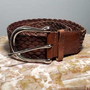 Medium Michael Kors Brown Genuine Leather Braided Belt